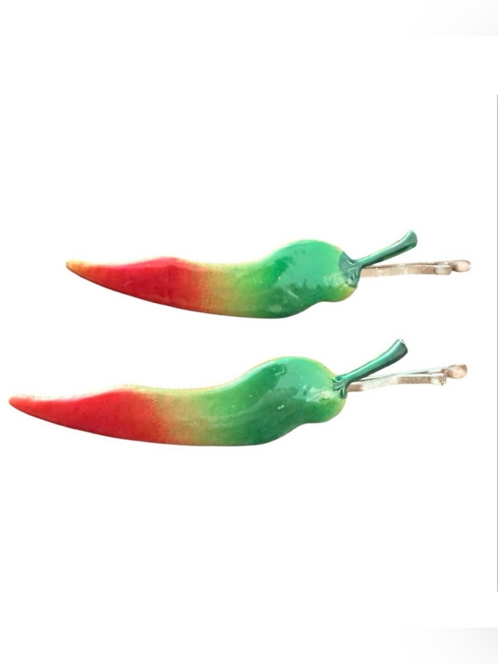 Vintage Metal Pepper Hair Clips Bobby Pins in Green, Red, Yellow, Deadstock
